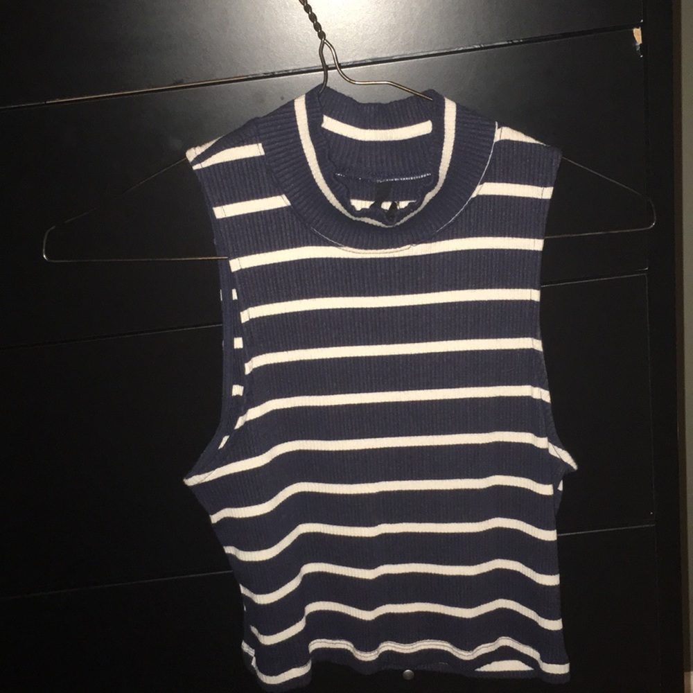Navy striped crop top